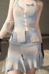 RUI segment dyeing lit low -waist short skirt RSS23KN05 dawn yellow and blue gradient